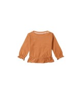 Shirt langarm Rippqualität Krepp-Volant