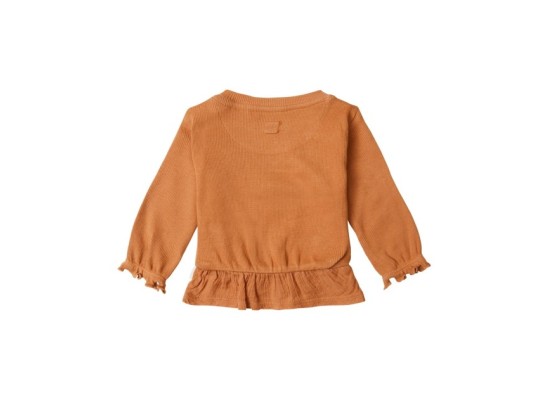 Shirt langarm Rippqualität Krepp-Volant