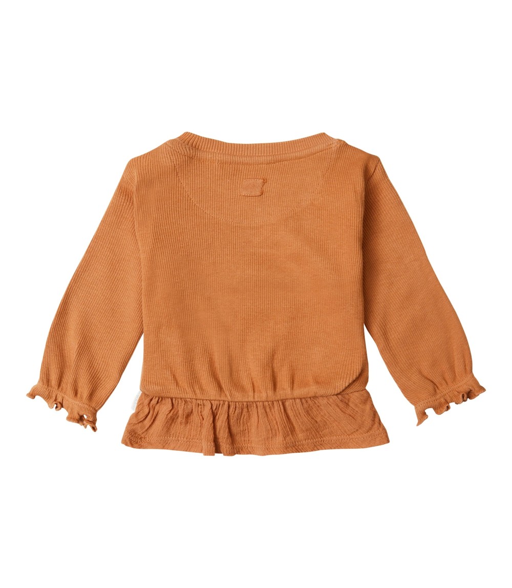 Shirt langarm Rippqualität Krepp-Volant