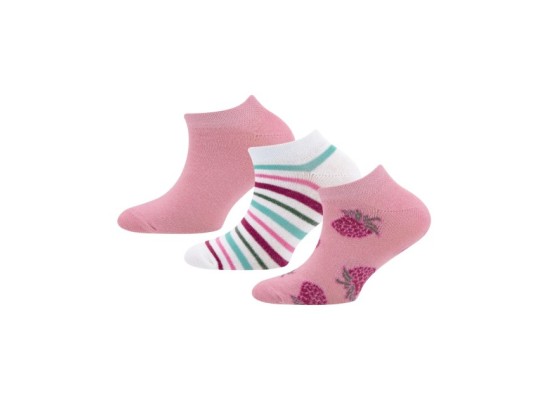 3er-Pack Sneakersocken Erdbeeren Ringel