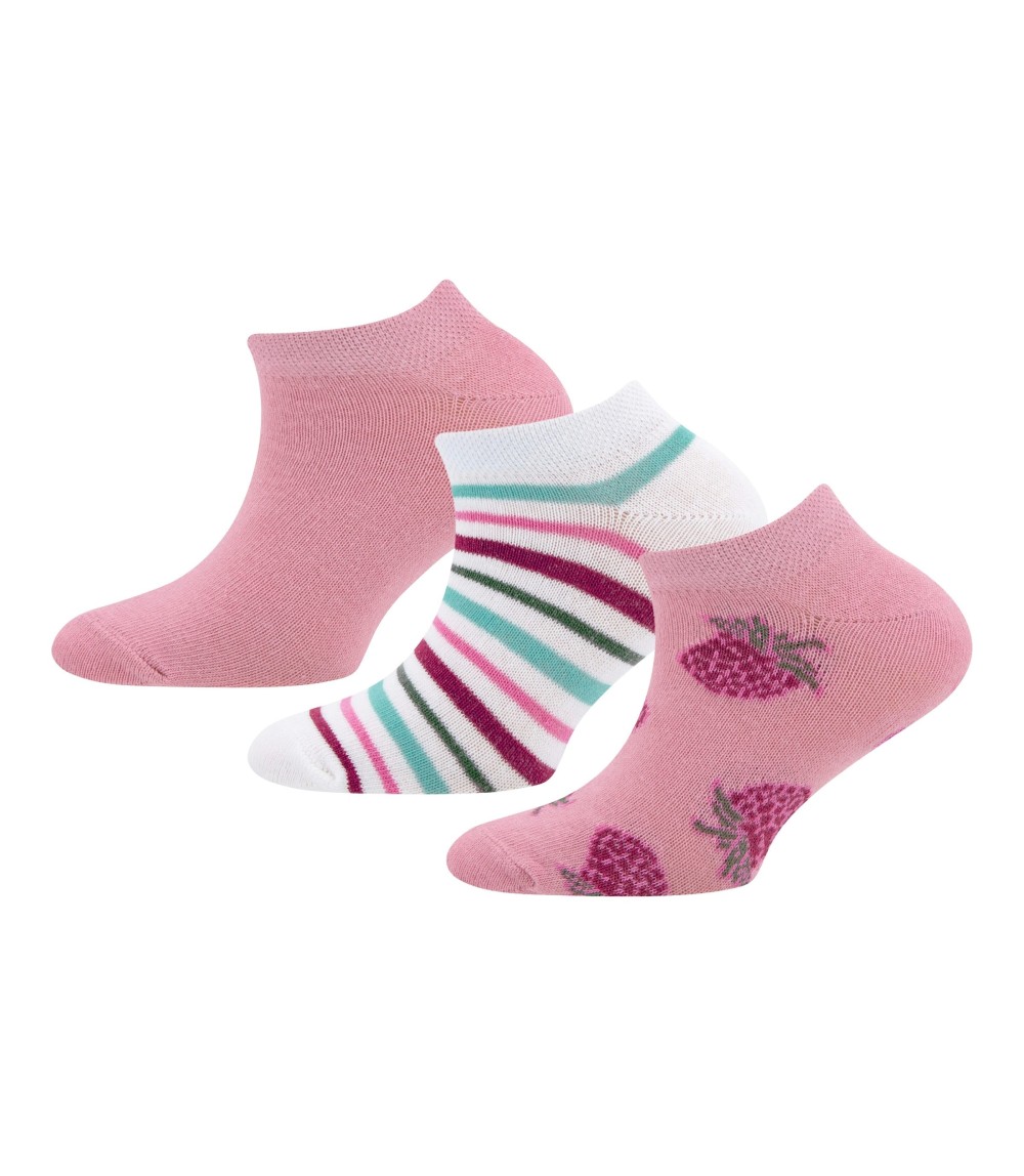 3er-Pack Sneakersocken Erdbeeren Ringel