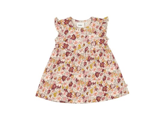 Krepp-Kleid Flügelarm Blumen