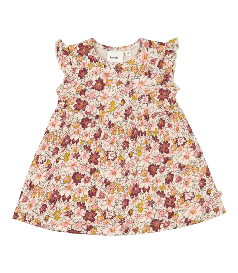 Krepp-Kleid Flügelarm Blumen