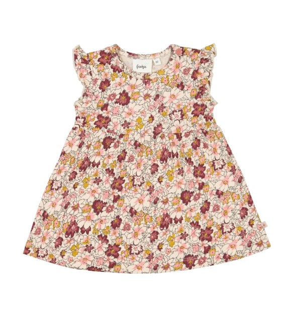 Krepp-Kleid Flügelarm Blumen