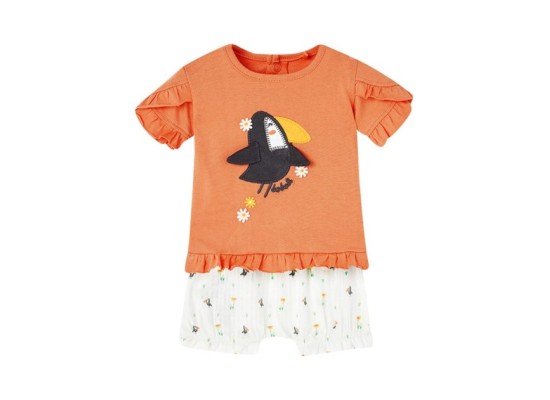 2-tlg. Set T-Shirt und Musselin-Shorts Tukan