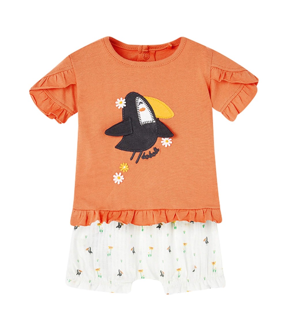 2-tlg. Set T-Shirt und Musselin-Shorts Tukan