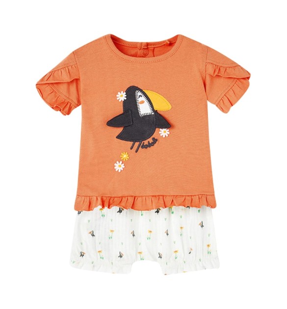 2-tlg. Set T-Shirt und Musselin-Shorts Tukan