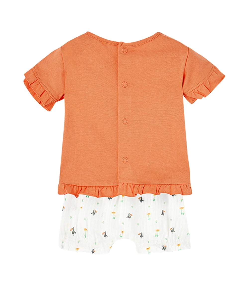 2-tlg. Set T-Shirt und Musselin-Shorts Tukan