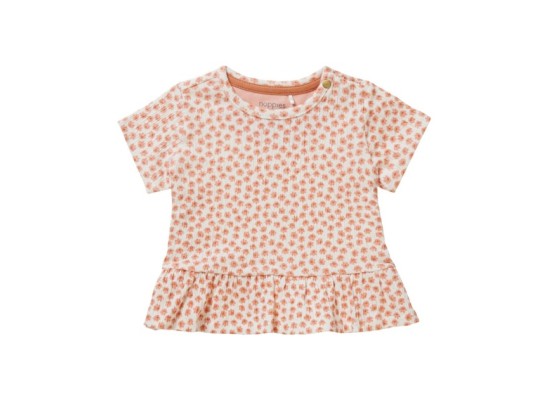 Krepp-T-Shirt Blumen Volant