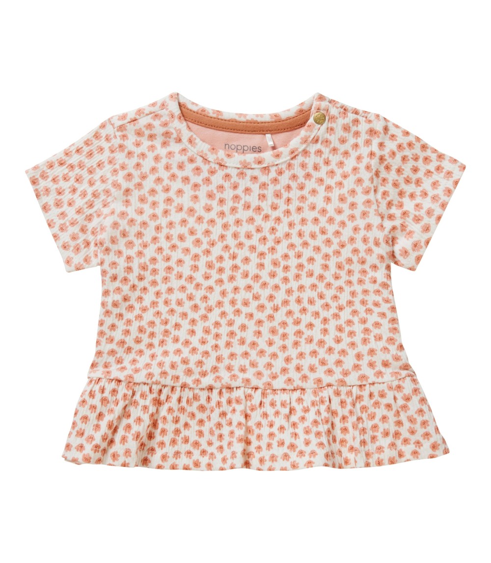 Krepp-T-Shirt Blumen Volant