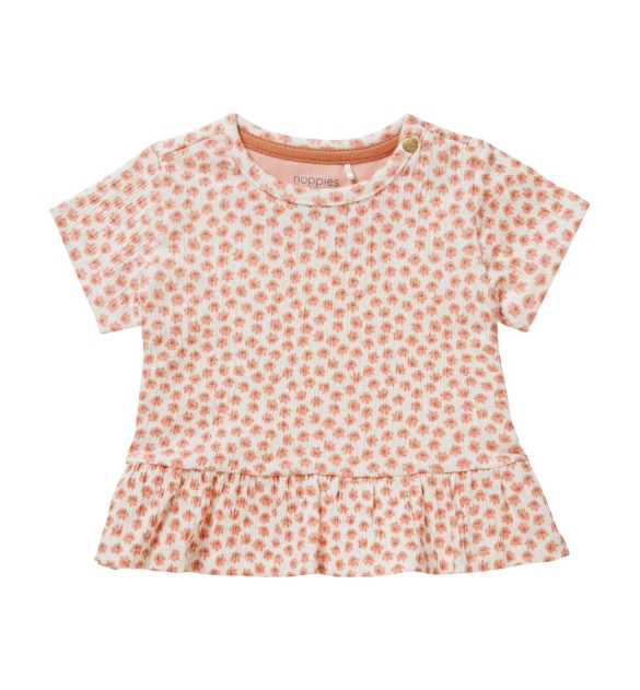 Krepp-T-Shirt Blumen Volant