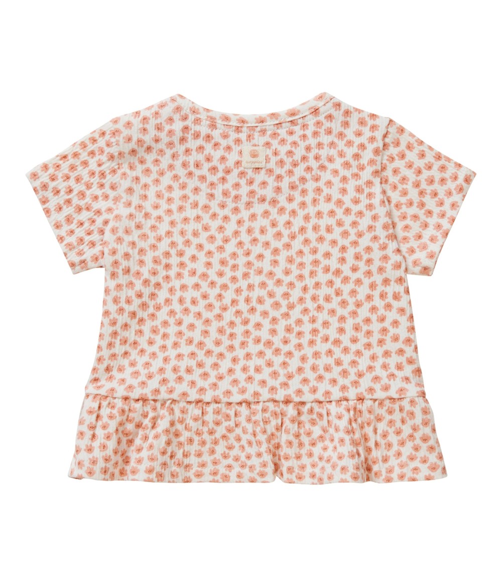 Krepp-T-Shirt Blumen Volant