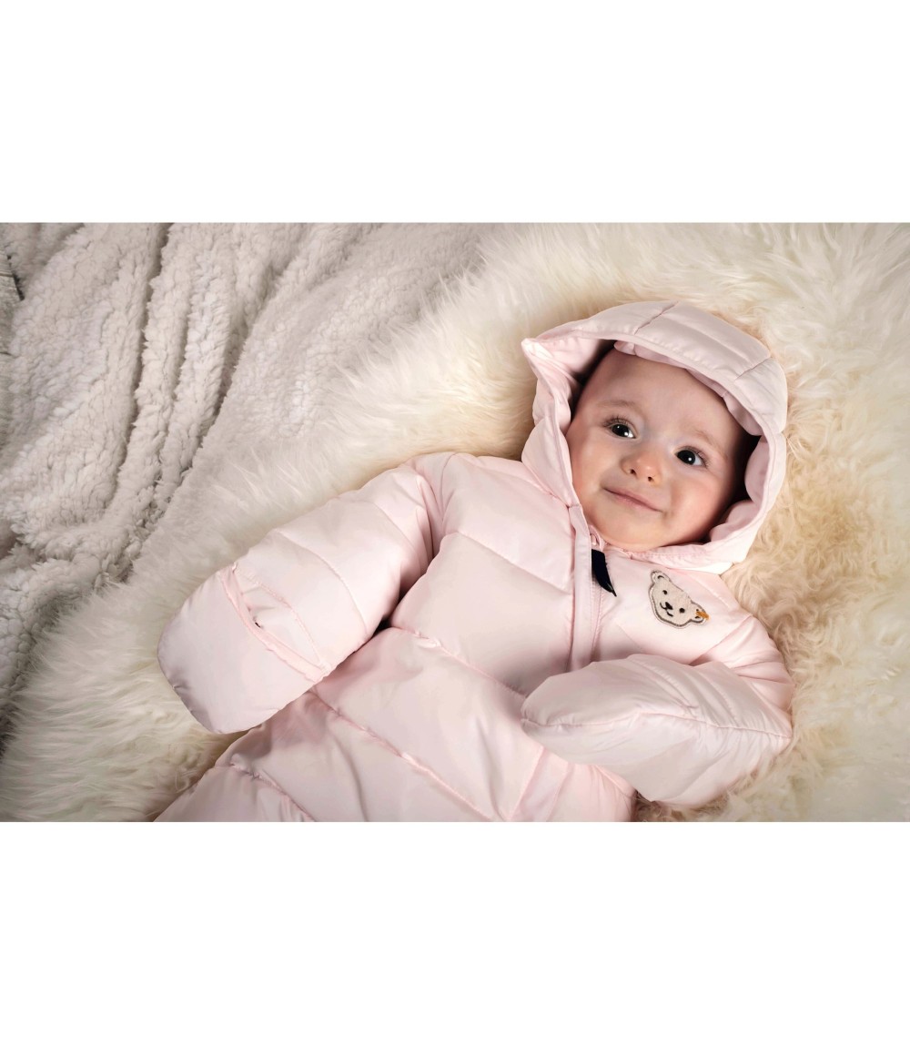 Steppoverall mit abnehmbarem Fuß und Kapuze Bär