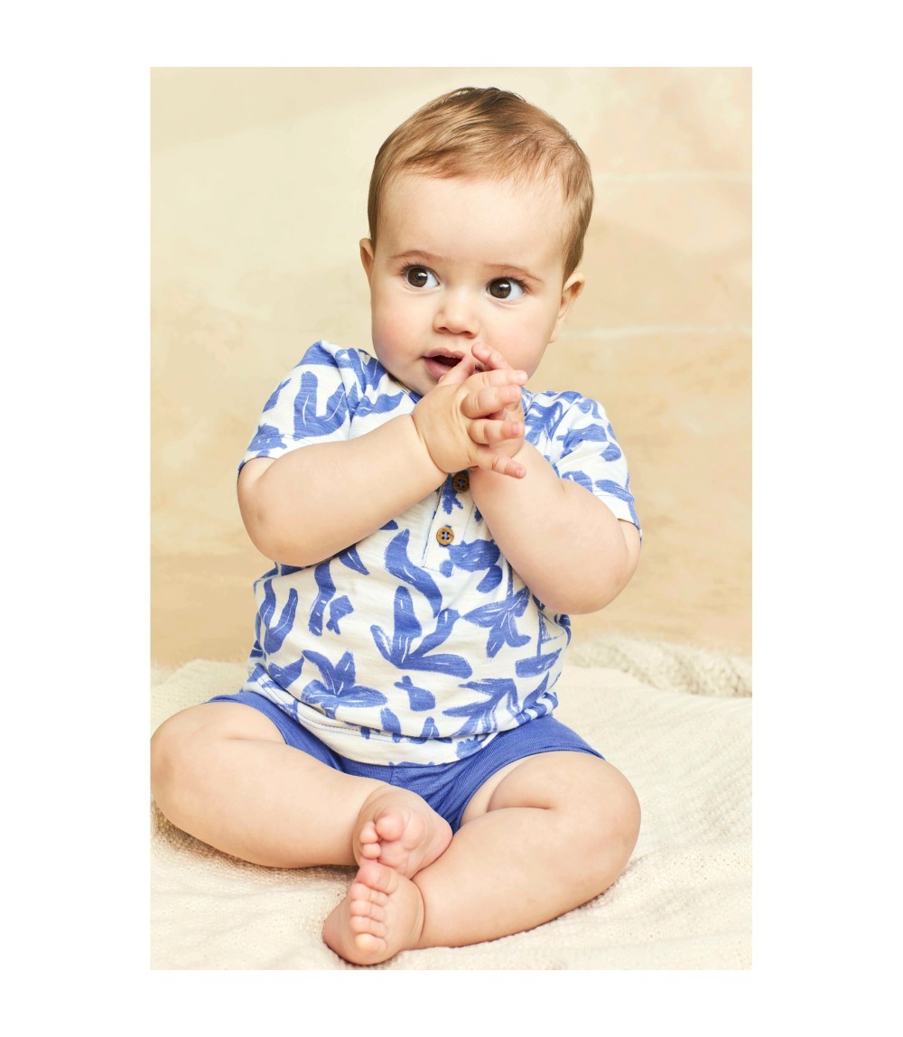 3-tlg. Set Body kurzarm, T-Shirt und Shorts Ringel Meer