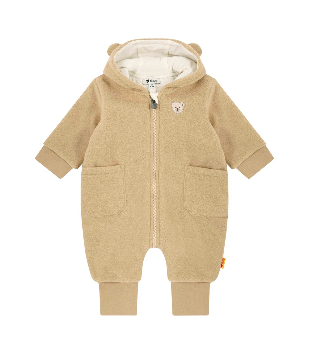 Fleece-Overall Kapuze mit Ohren und Klappfuß