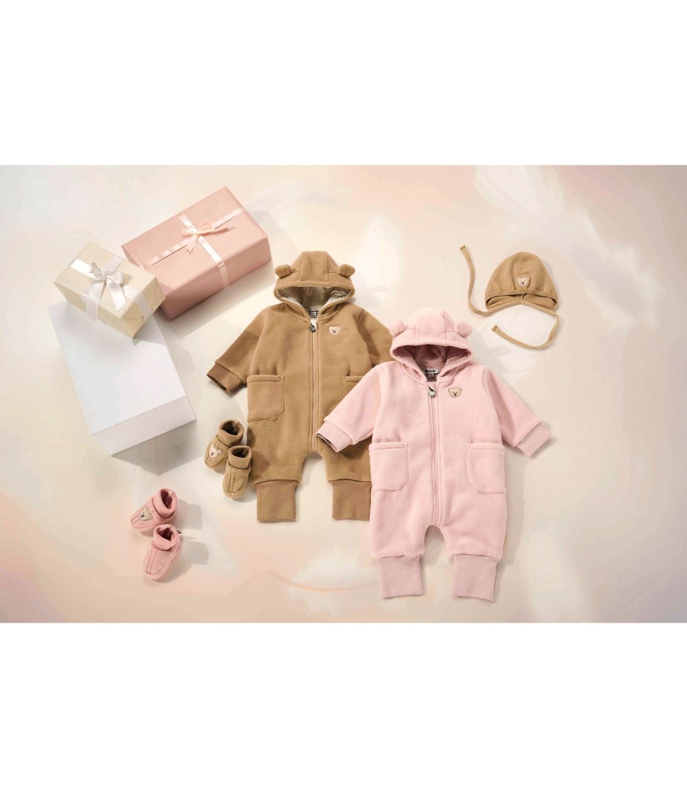 Fleece-Overall Kapuze mit Ohren und Klappfuß