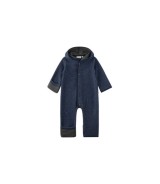 Wollfleece-Overall mit Kapuze Klappbündchen