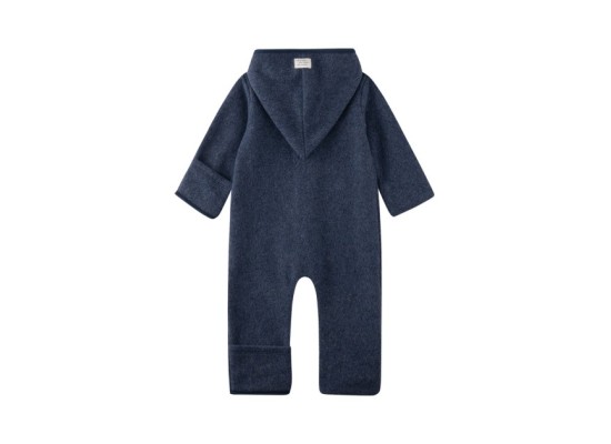 Wollfleece-Overall mit Kapuze Klappbündchen