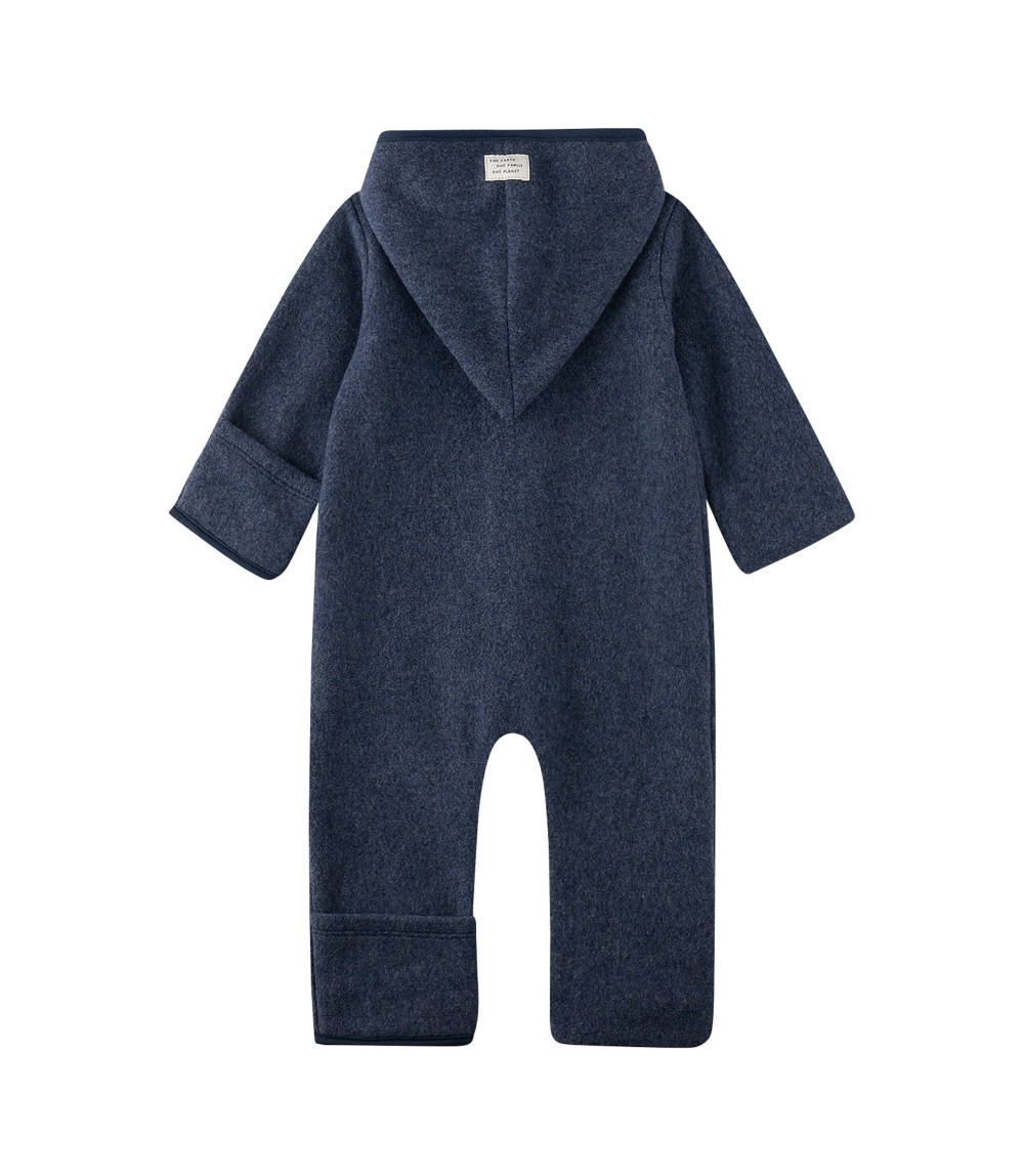 Wollfleece-Overall mit Kapuze Klappbündchen