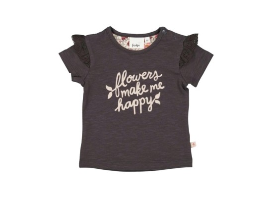 T-Shirt Flowers Stick-Rüsche