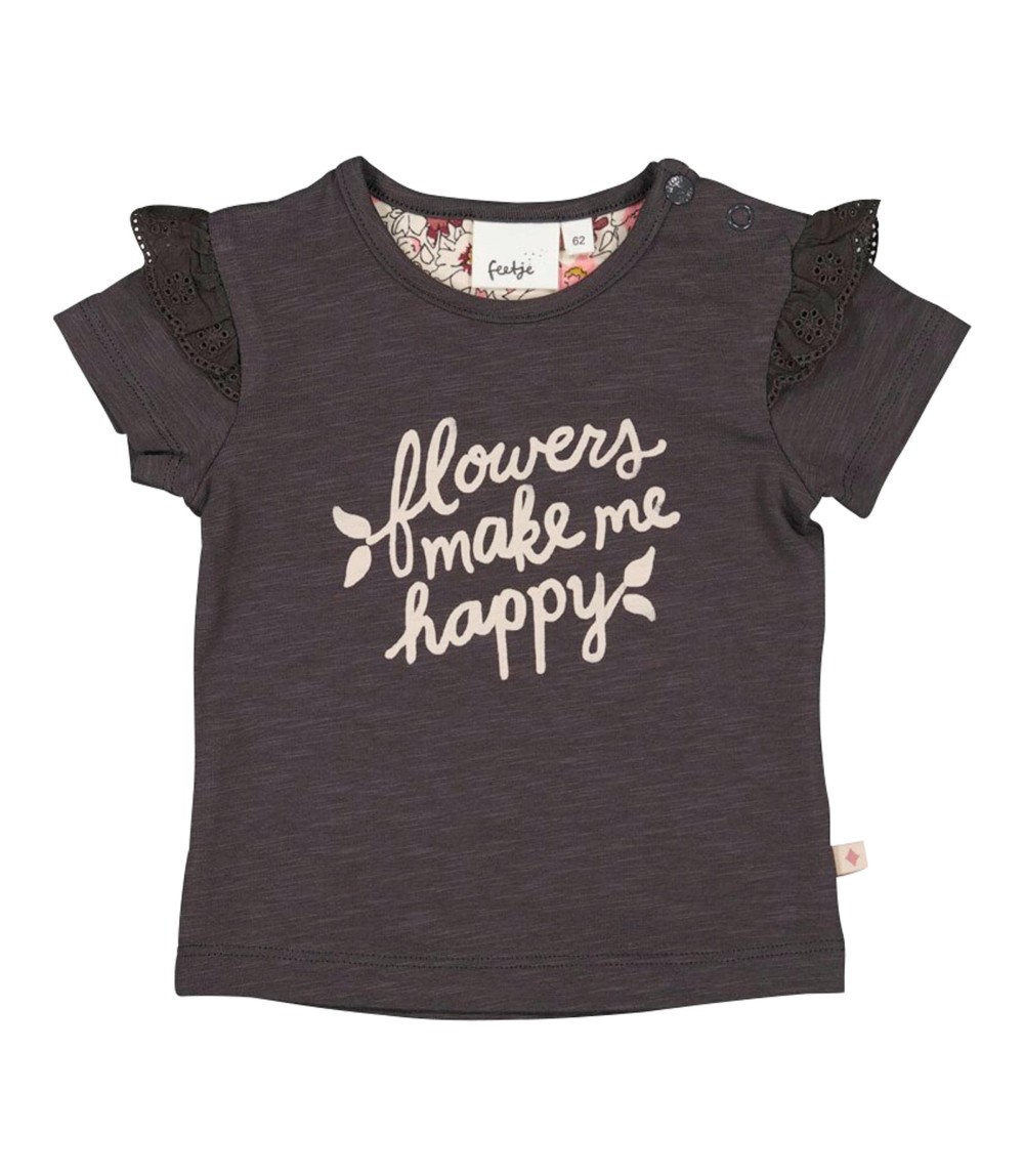 T-Shirt Flowers Stick-Rüsche