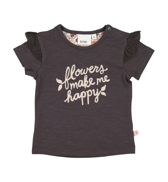 T-Shirt Flowers Stick-Rüsche