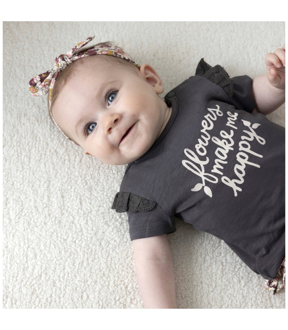 T-Shirt Flowers Stick-Rüsche