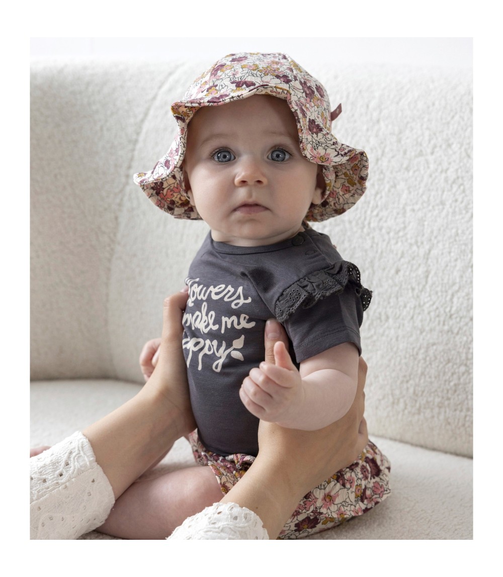 T-Shirt Flowers Stick-Rüsche