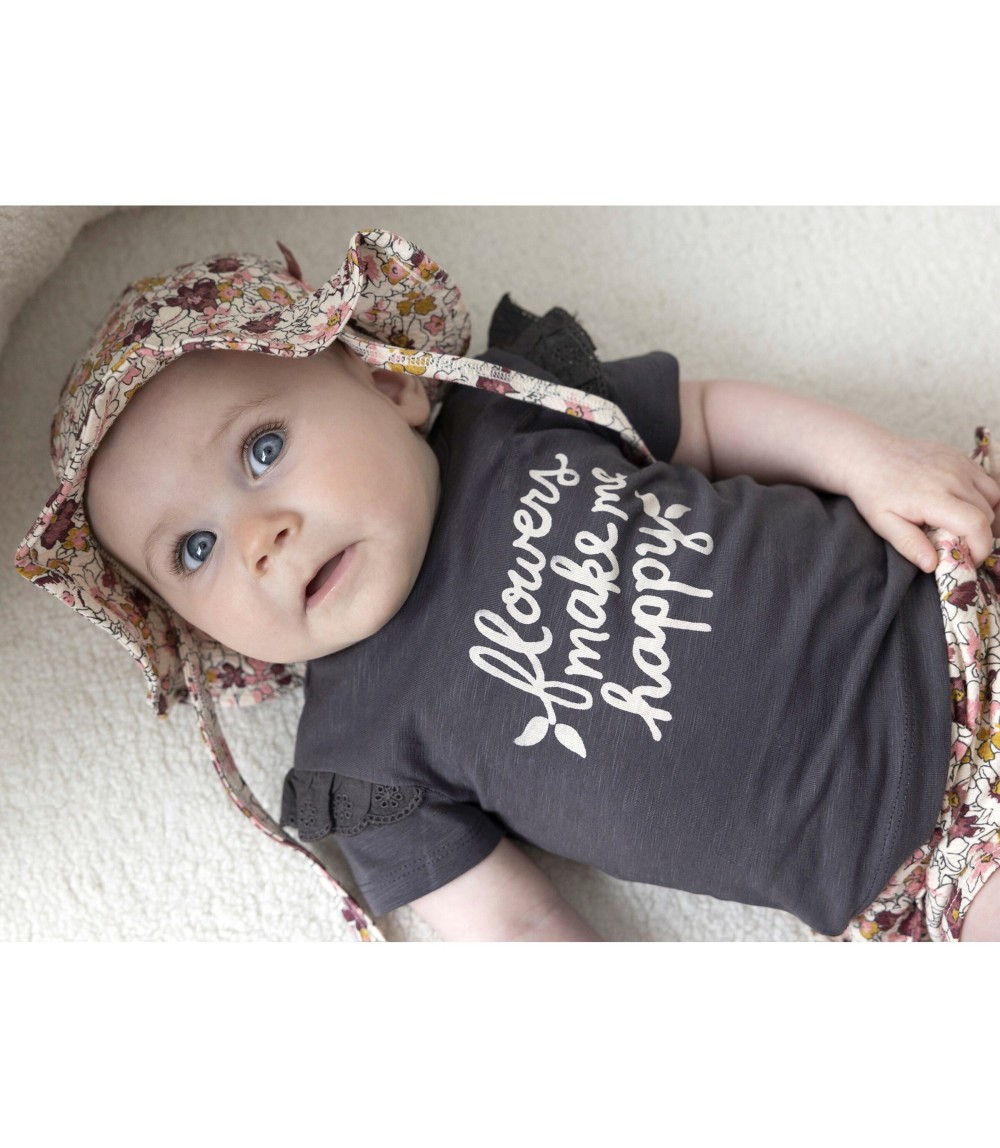 T-Shirt Flowers Stick-Rüsche