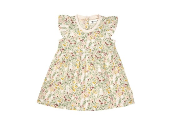 Kleid kurzarm Leinenoptik Blumen