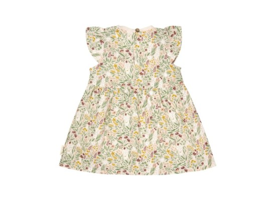 Kleid kurzarm Leinenoptik Blumen