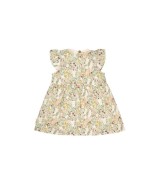 Kleid kurzarm Leinenoptik Blumen