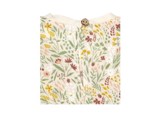 Kleid kurzarm Leinenoptik Blumen