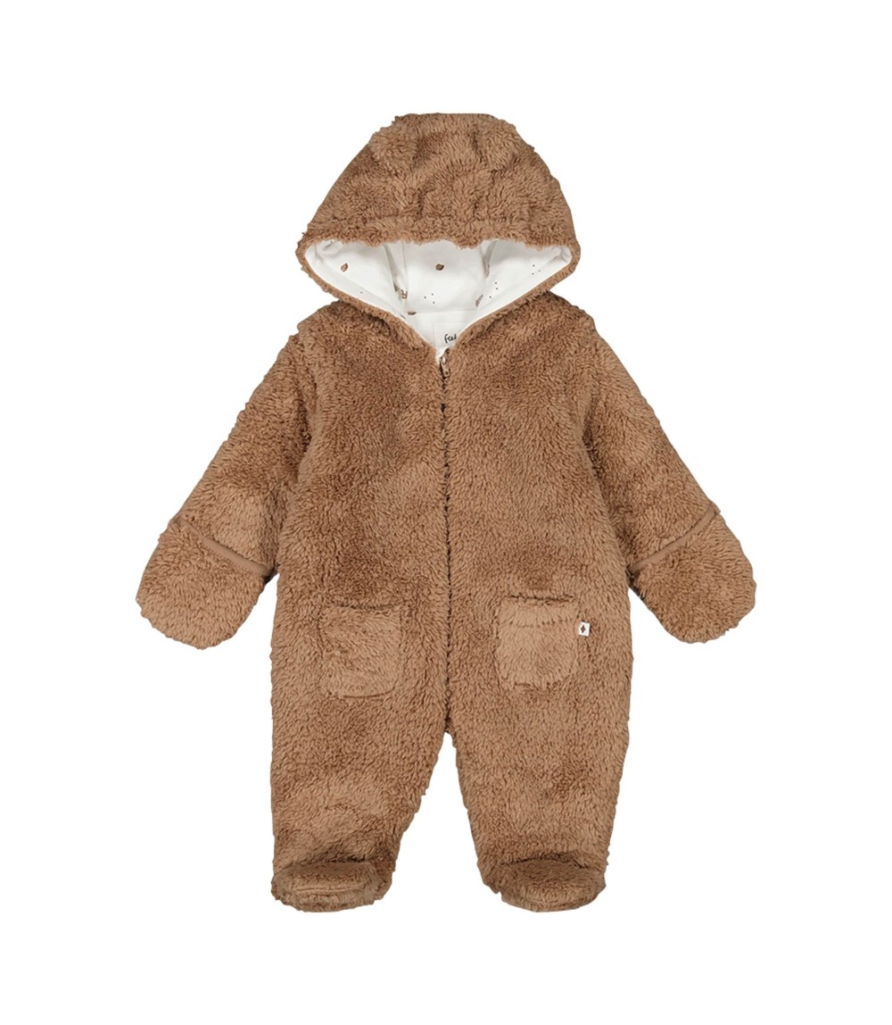 Plüschoverall mit Fuß und Kapuze mit Ohren