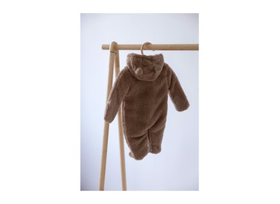 Plüschoverall mit Fuß und Kapuze mit Ohren