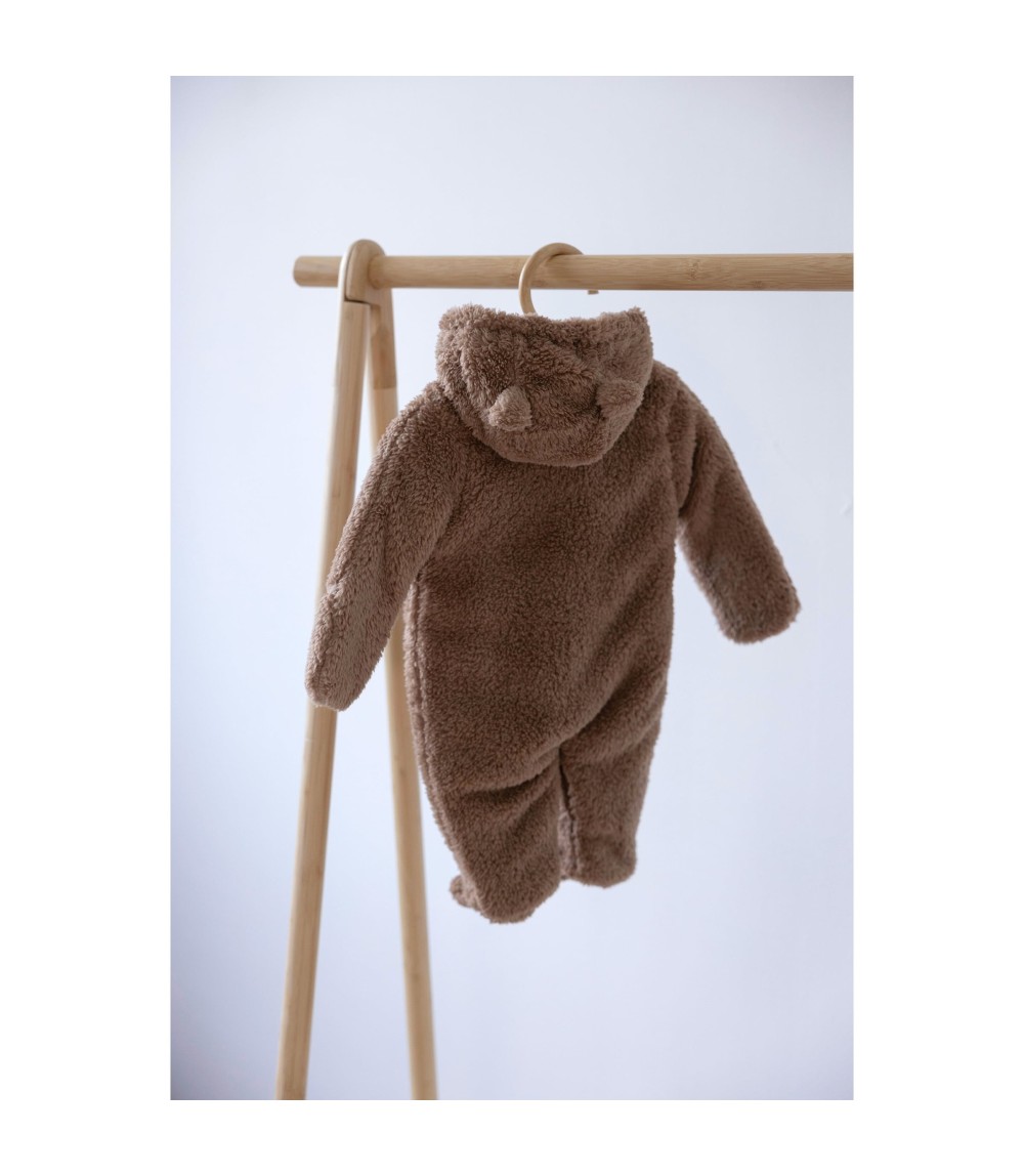 Plüschoverall mit Fuß und Kapuze mit Ohren
