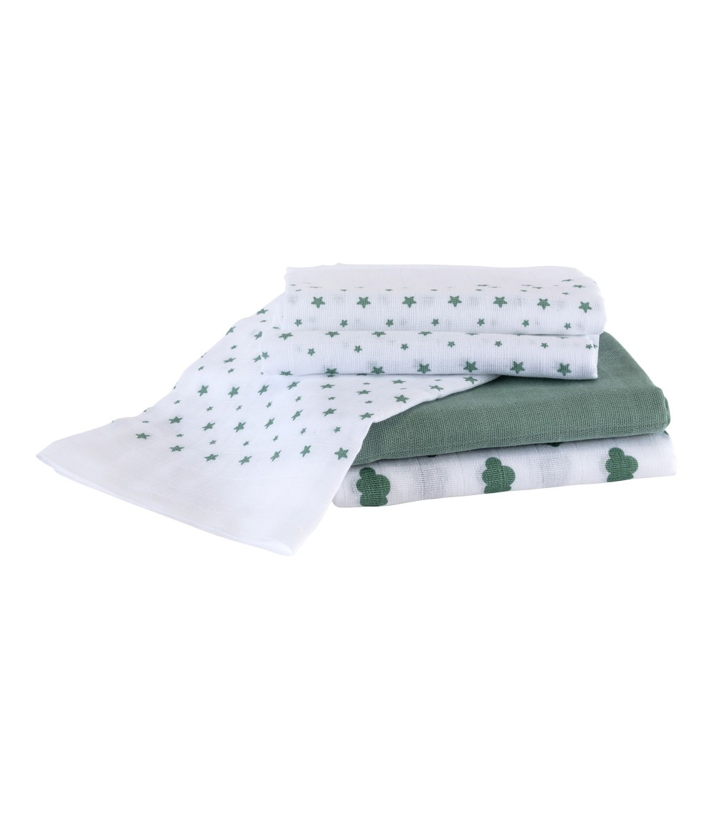 3er-Pack Mullwindeln Wolken und Sterne 80x80 cm