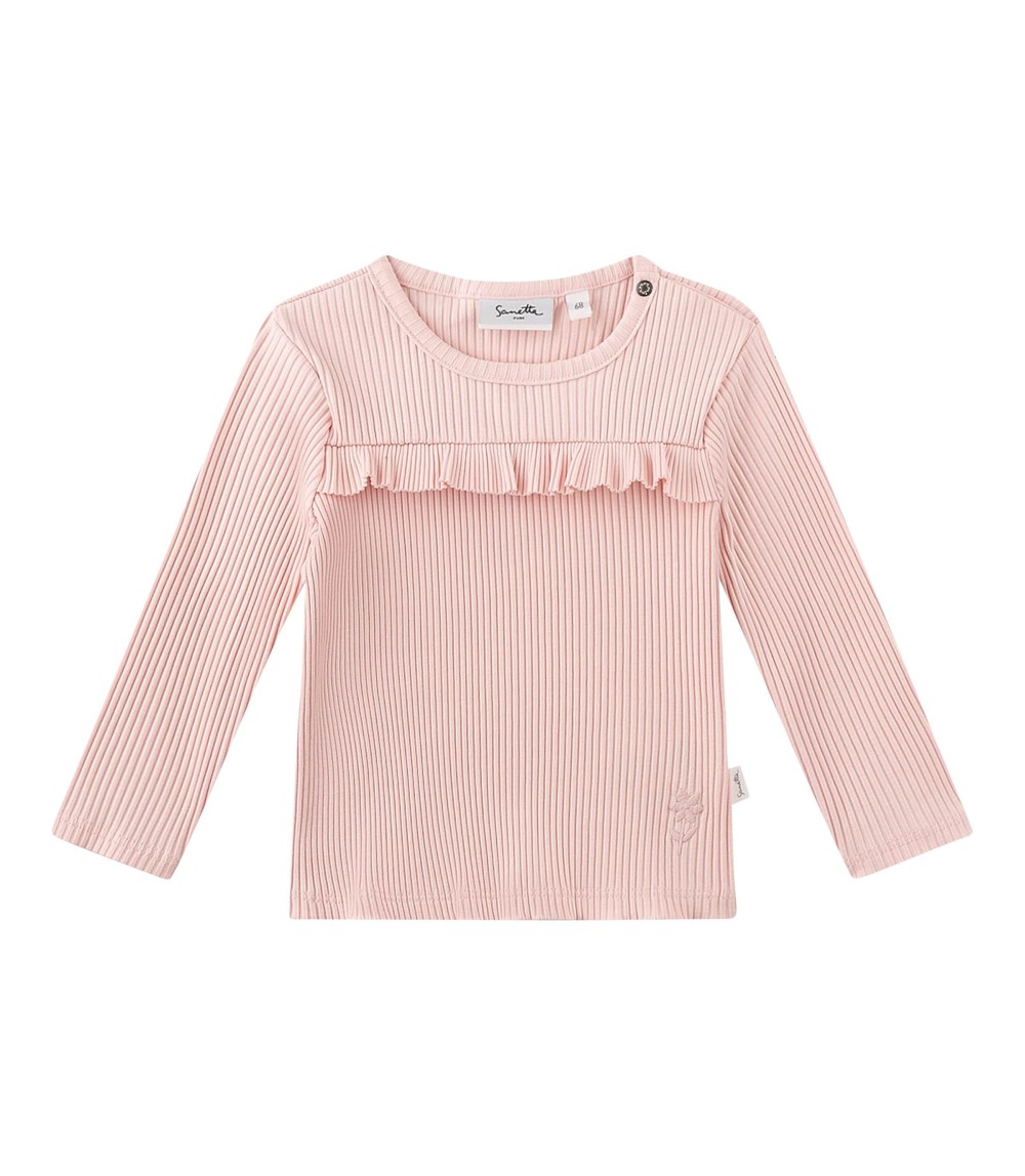 Shirt langarm Rüschen Rippqualität