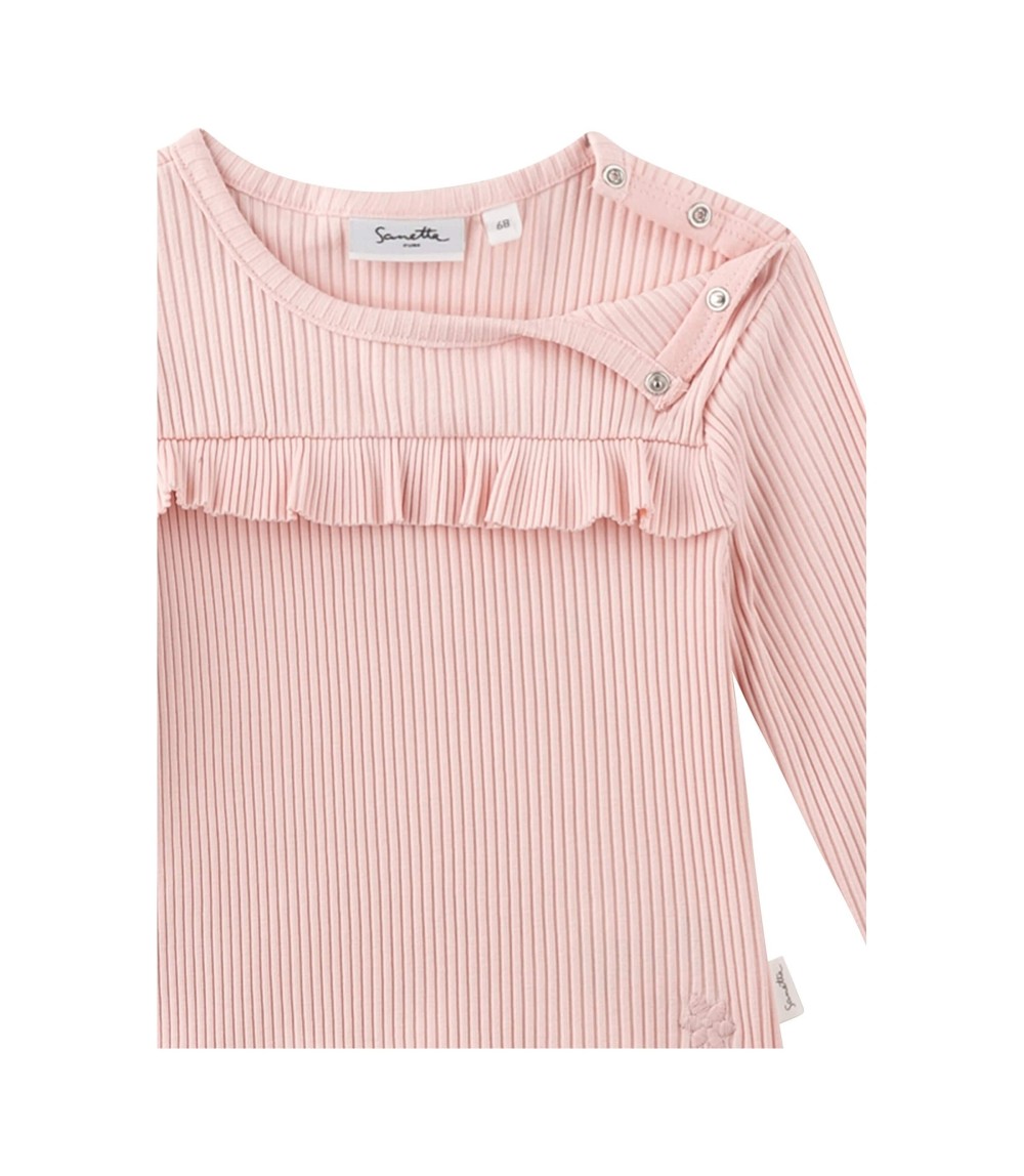 Shirt langarm Rüschen Rippqualität