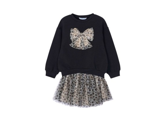 2-tlg. Set Sweatshirt und Tüllrock Leoprint