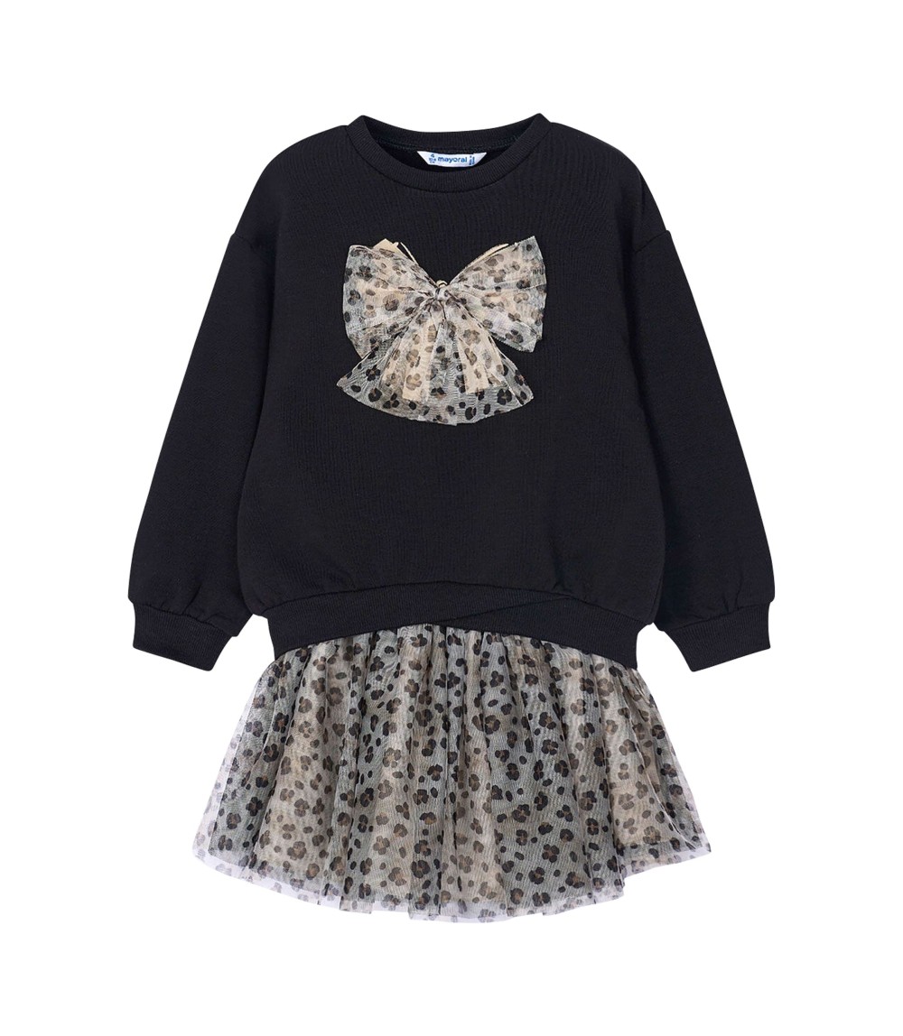 2-tlg. Set Sweatshirt und Tüllrock Leoprint