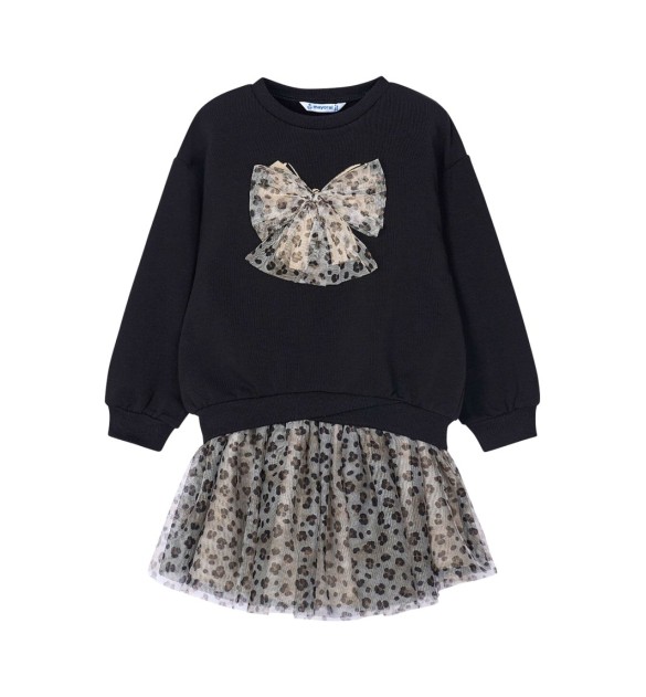 2-tlg. Set Sweatshirt und Tüllrock Leoprint