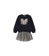 2-tlg. Set Sweatshirt und Tüllrock Leoprint