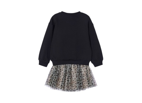 2-tlg. Set Sweatshirt und Tüllrock Leoprint