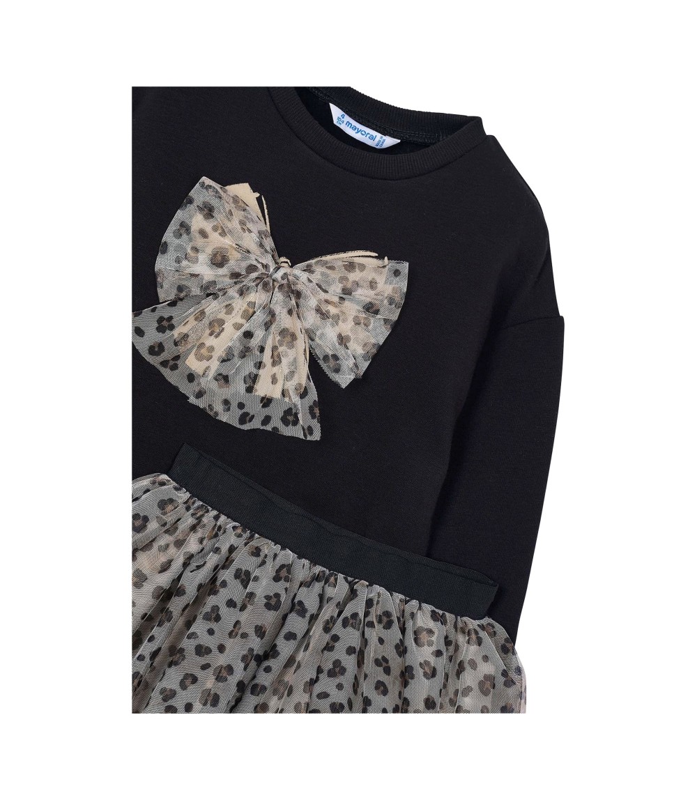 2-tlg. Set Sweatshirt und Tüllrock Leoprint