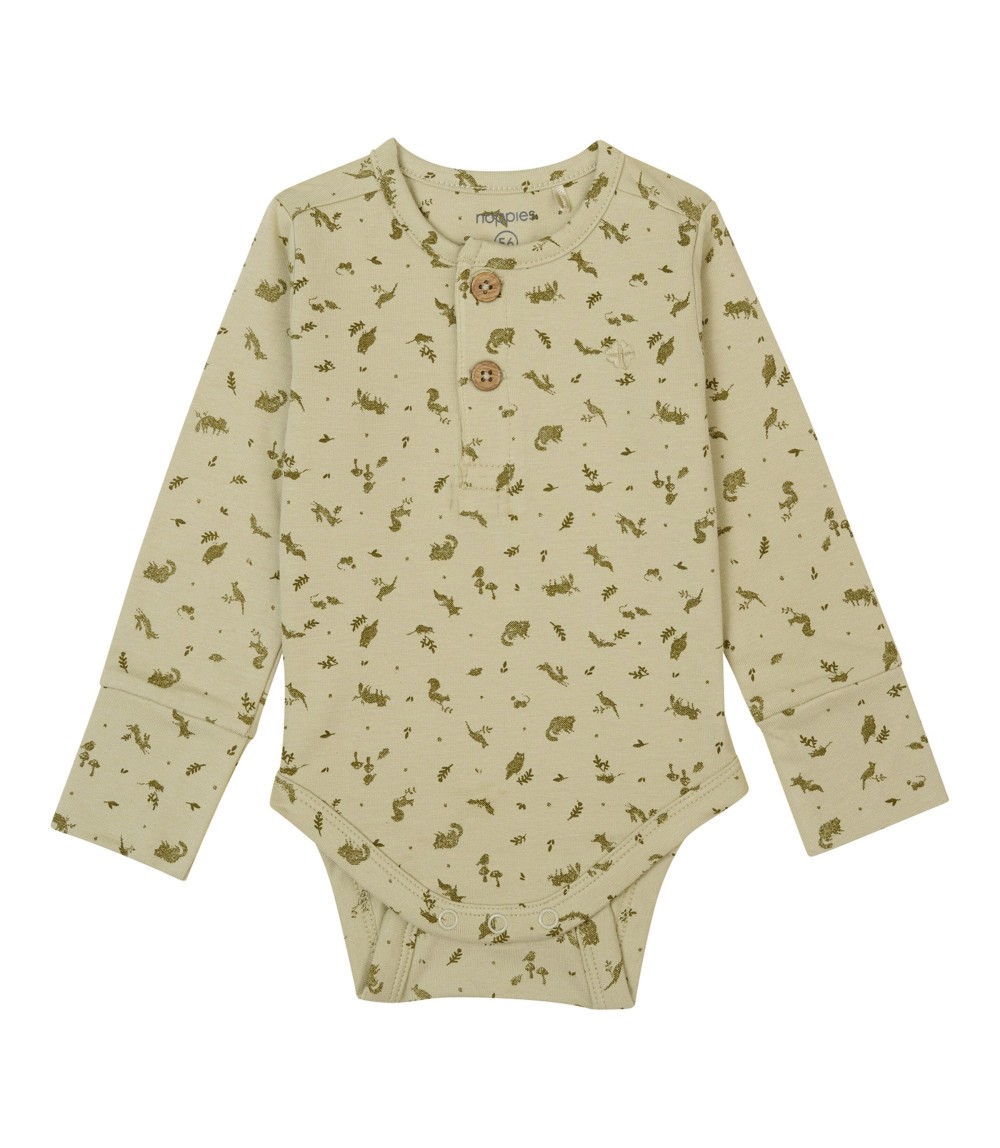 Henley-Body langarm Wald