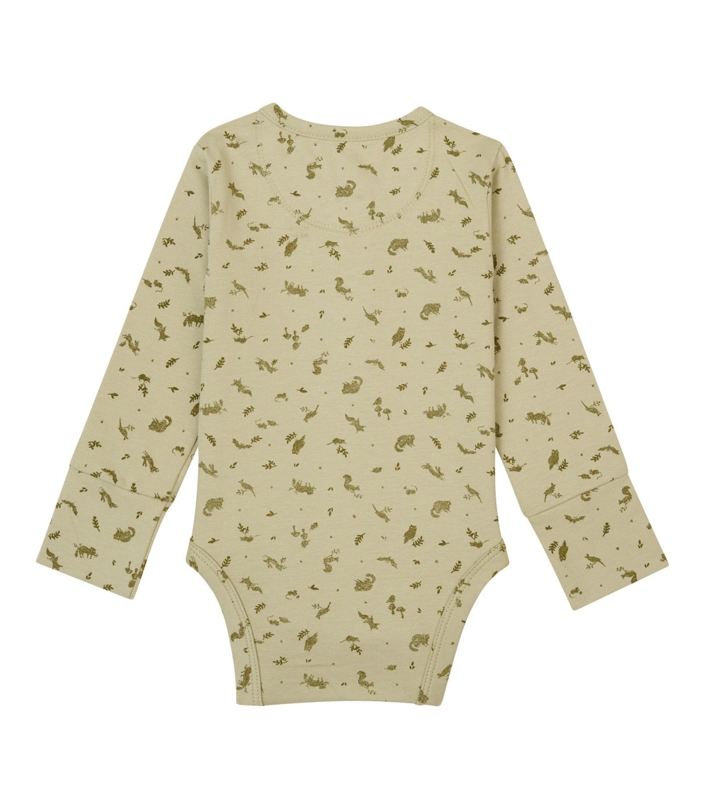 Henley-Body langarm Wald