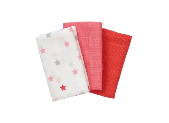 3er-Pack Mulltücher 30x30 cm Sterne