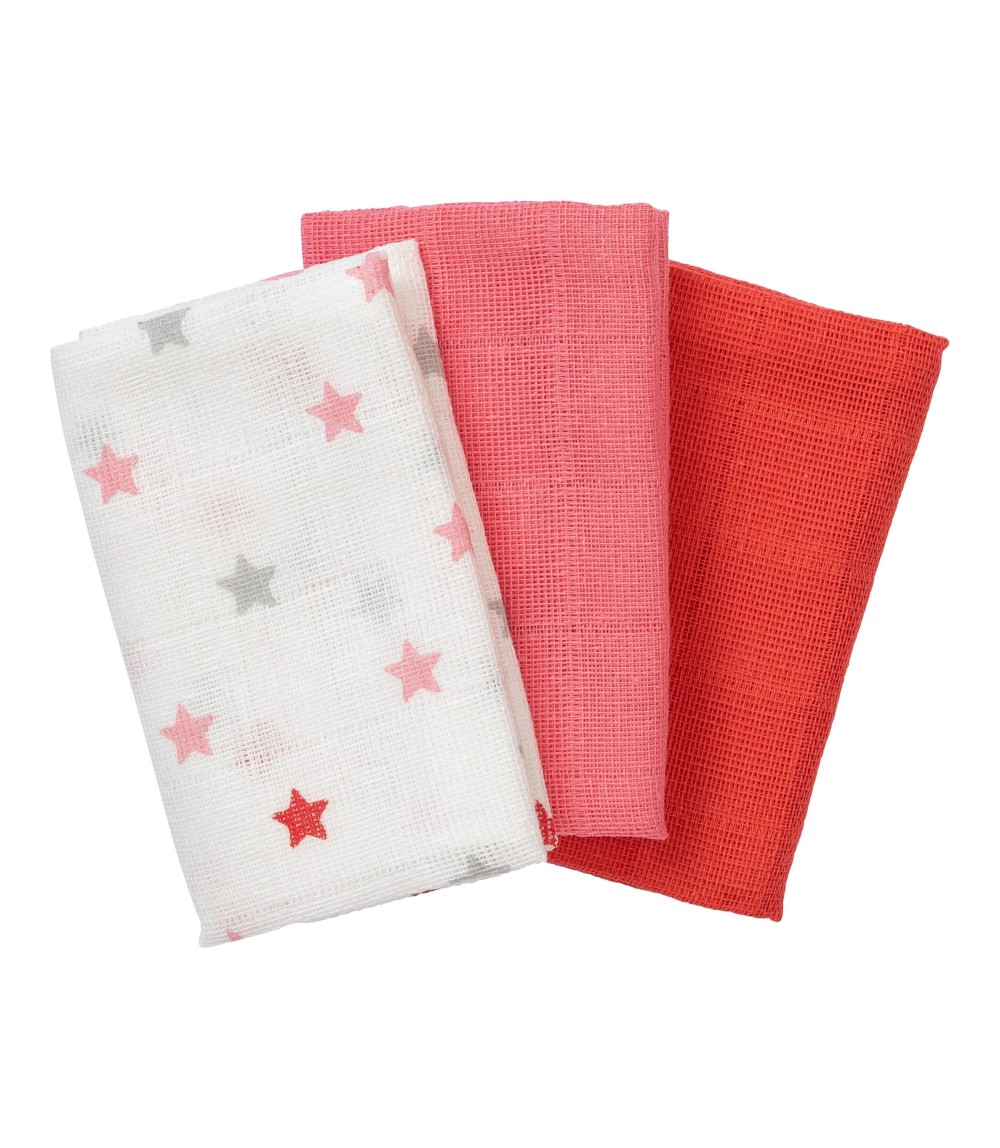 3er-Pack Mulltücher 30x30 cm Sterne