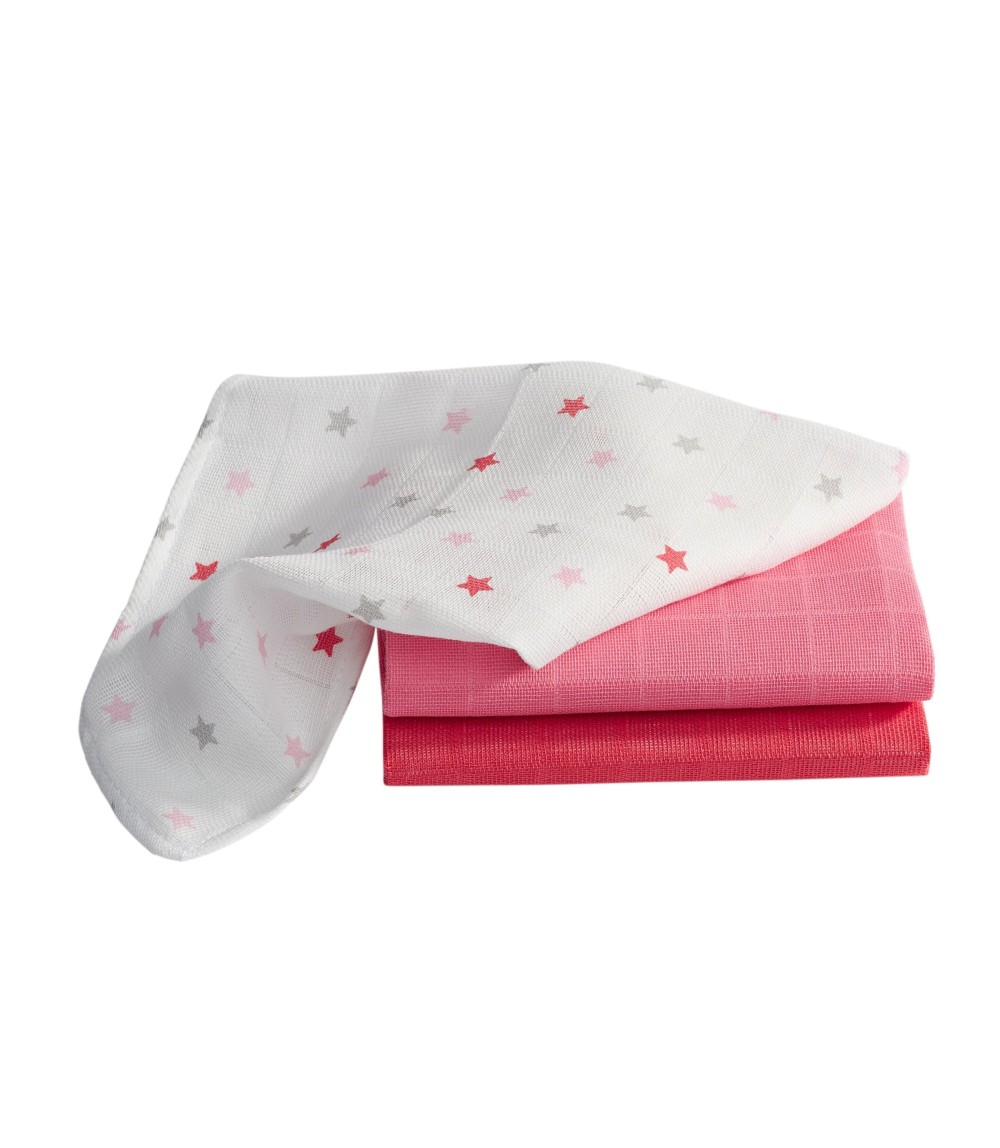 3er-Pack Mulltücher 30x30 cm Sterne